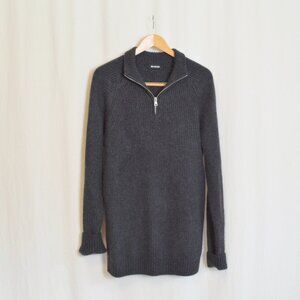Luxe Cashmere Fisherman Quarter Zip xl in smoke - like new - sold out online
